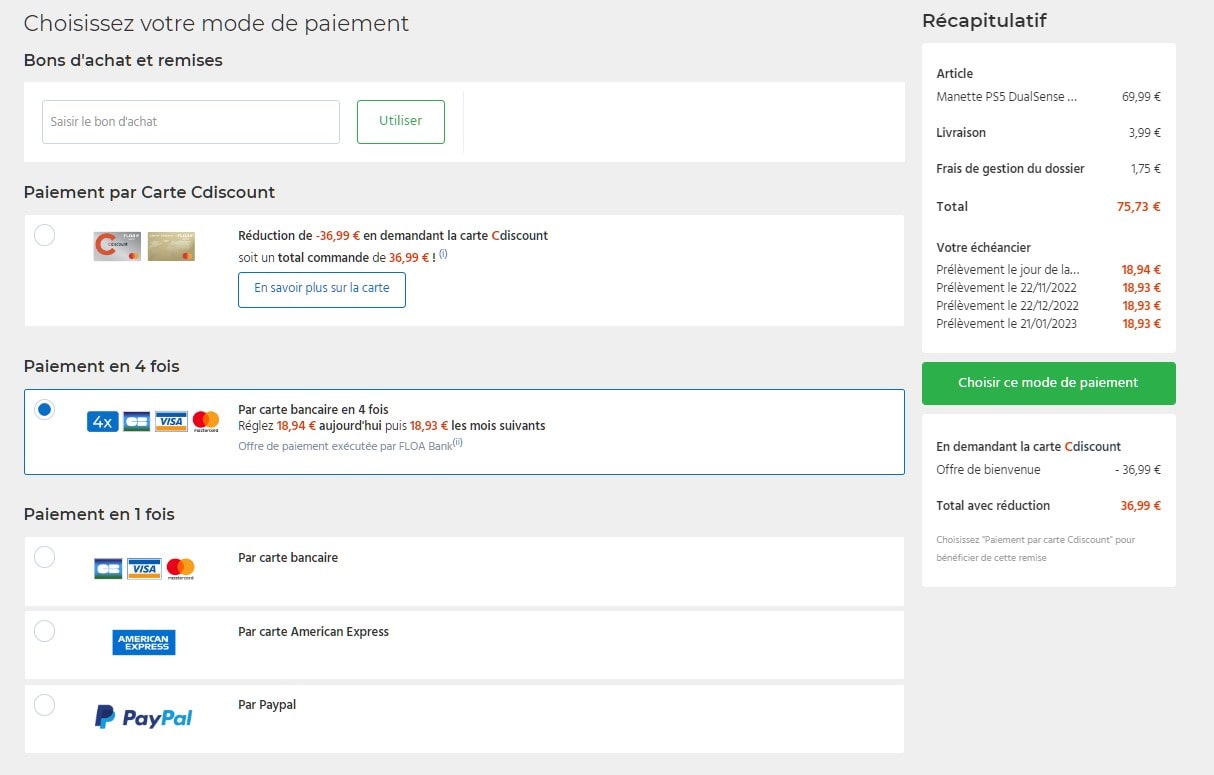 Comment Faire Un Paiement En Fois Sur Cdiscount