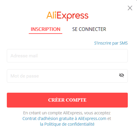 Créer compte aliexpress par mail