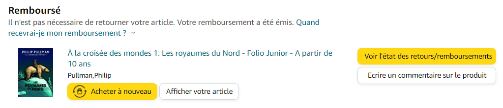 comment se faire rembourser sur amazon