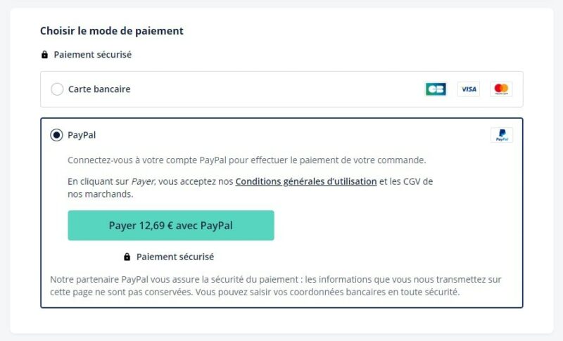 Mode de paiement PayPal ManoMano