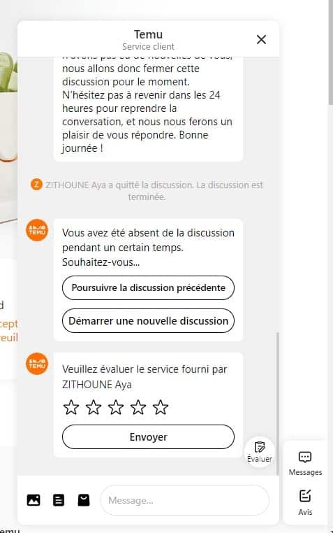 chat en ligne Temu